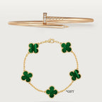 Clove Bracelet - Gift Alhambra Bracelet – clove Necklace, double coated yellow gold 18K, set with 20 brilliant-cut zirconian – LUX VERSE Luxury Designer Fashion Outlet