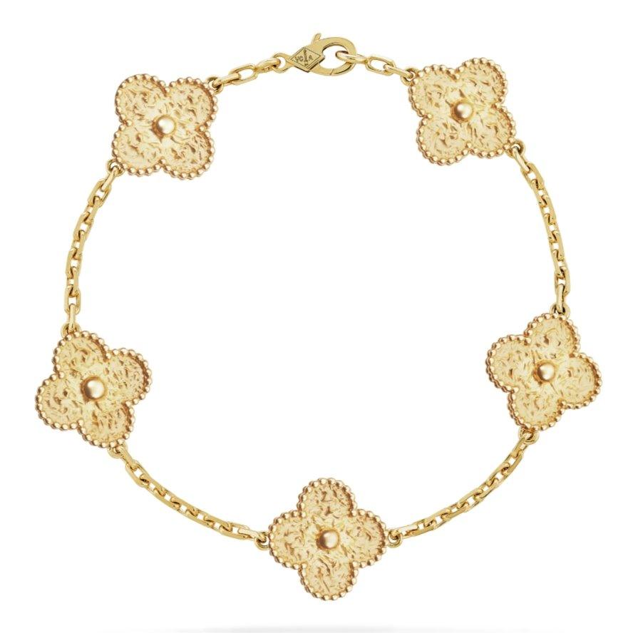 Clover Bracelet | Limited Edition - Hammered Gold – original Packaging, Certificates included – LUX VERSE Luxury Designer Fashion Outlet
