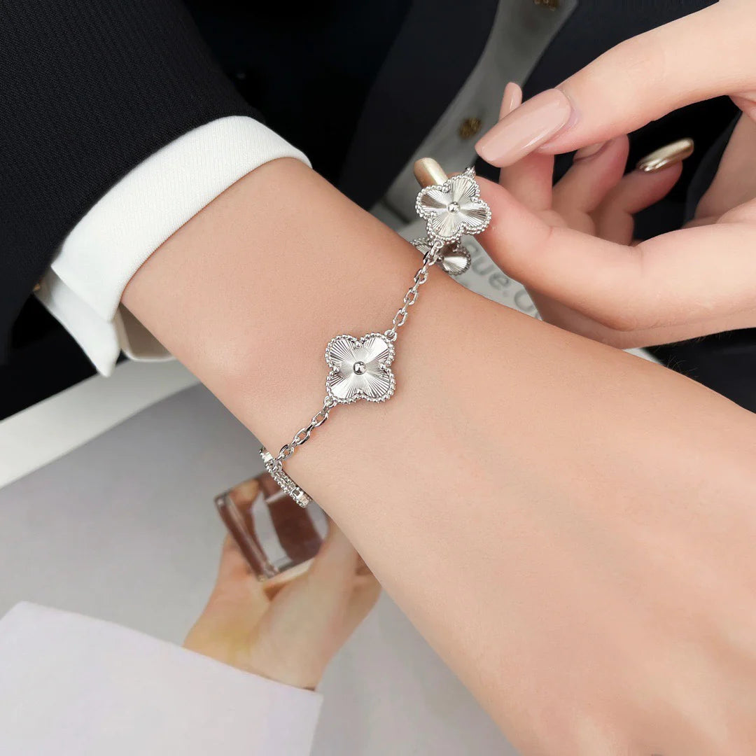 Clover  5 Flowers Laser Bracelet Silver – LUX VERSE Luxury Designer Fashion Outlet