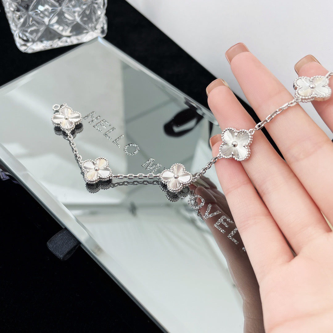 Clover  5 Flowers Laser Bracelet Silver – LUX VERSE Luxury Designer Fashion Outlet
