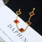 Clover 5 Motifs Red Agate  Bracelet – LUX VERSE Luxury Designer Fashion Outlet