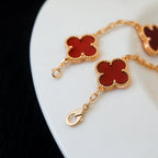 Clover 5 Motifs Red Agate  Bracelet – LUX VERSE Luxury Designer Fashion Outlet