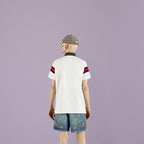 Cotton jersey polo with Web – a cotton jersey polo shirt featuring a blue and red Web around the sleeves – LUX VERSE Luxury Designer Fashion Outlet