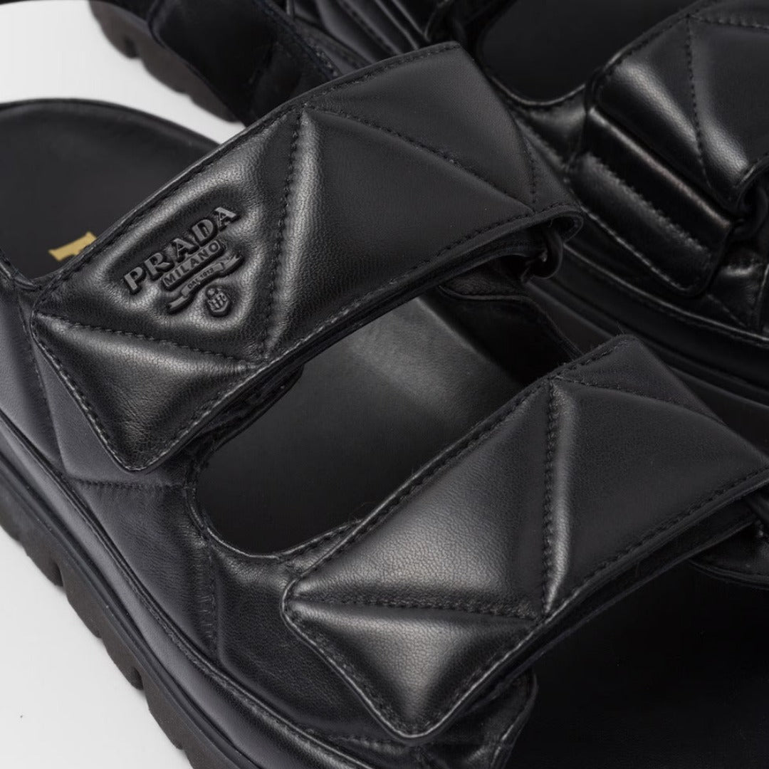 Nappa Leather Sandals – the sandals with hook-and-loop straps are completed by rubber soles with lug tread, – LUX VERSE Luxury Designer Fashion Outlet