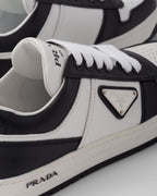 Downtown perforated leather sneakers – perforated motif on the upper Leather lining Enameled metal triangle logo Cotton – LUX VERSE Luxury Designer Fashion Outlet