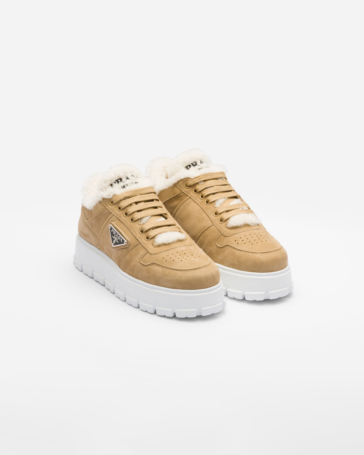 Suede cotton sneakers – an unexpected detail like the soft shearling tongue decorated with the embroidered – LUX VERSE Luxury Designer Fashion Outlet