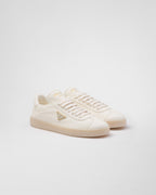 Leather sneakers – leather lining Enameled metal triangle logo Flat cotton laces Rubber sole, height 25 – LUX VERSE Luxury Designer Fashion Outlet