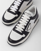 Downtown perforated leather sneakers – perforated motif on the upper Leather lining Enameled metal triangle logo Cotton – LUX VERSE Luxury Designer Fashion Outlet