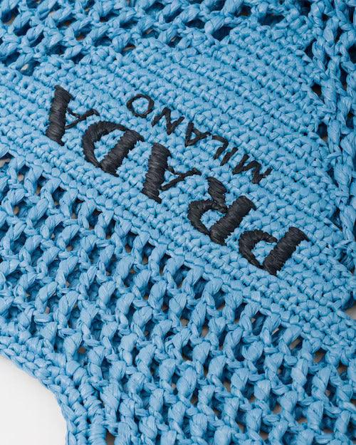 Crochet tote bag – the embroidered lettering logo decorates the front of this accessory that – LUX VERSE Luxury Designer Fashion Outlet