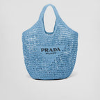 Crochet tote bag – raffia-effect yarn Crochet workmanship Embroidered lettering logo on the front – LUX VERSE Luxury Designer Fashion Outlet