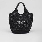 Crochet tote bag – the embroidered lettering logo decorates the front of this accessory that – LUX VERSE Luxury Designer Fashion Outlet