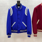 Blue Wool Shoulder Panel Varsity - Men's