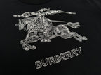 Black Cotton Knight Print Crewneck - Men's