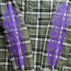 Blaues Flanell-Langarmshirt mit Print auf den Ärmeln – Herren