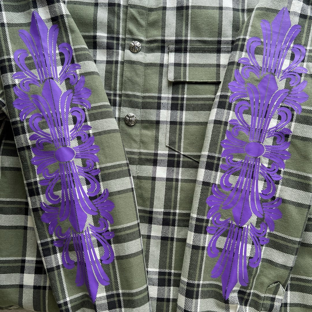 Blaues Flanell-Langarmshirt mit Print auf den Ärmeln – Herren