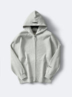 Weißer, unifarbener Reißverschluss-Hoodie aus Baumwolle – Herren