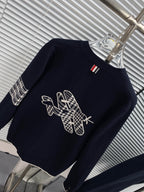 Strickjacke für Herren aus grauer Wolle mit Streifen