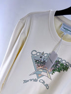 Marineblaues Tennis-Sweatshirt aus Baumwolle mit Grafik – Herren