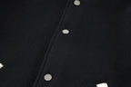 Schwarze College-Jacke aus Wolle mit gestreiften Bündchen – Herren