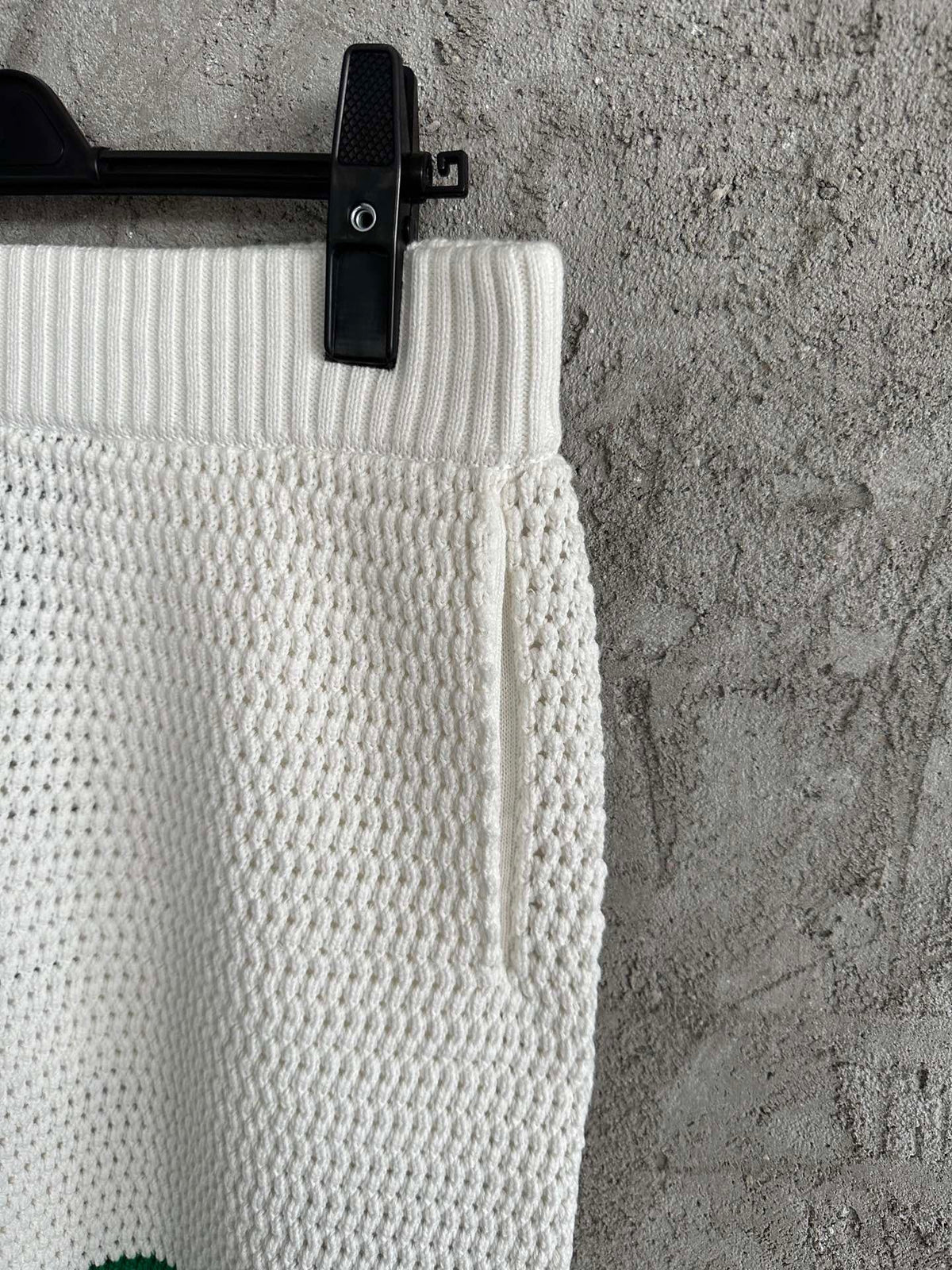 Cream Knit Check Hem Drawstring - Men's