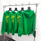 Green Cotton Web Print Pullover – Herren
