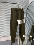 Marineblaue Jogginghose aus Baumwolle mit Bar-Streifen – Herren