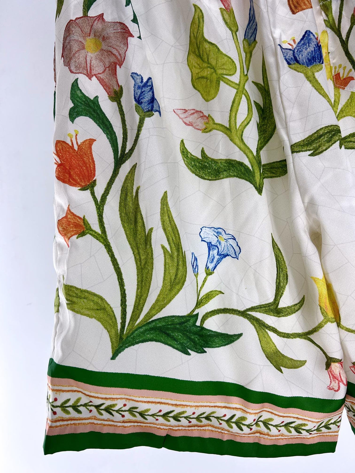 Botanical Print Silk Shorts - Men's