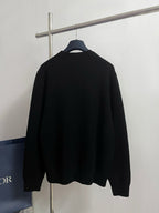 Rundhals-Pullover aus schwarzer Wolle mit Textlogo – Herren