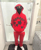 Rote Jogginghose mit seitlichem Print – Herren