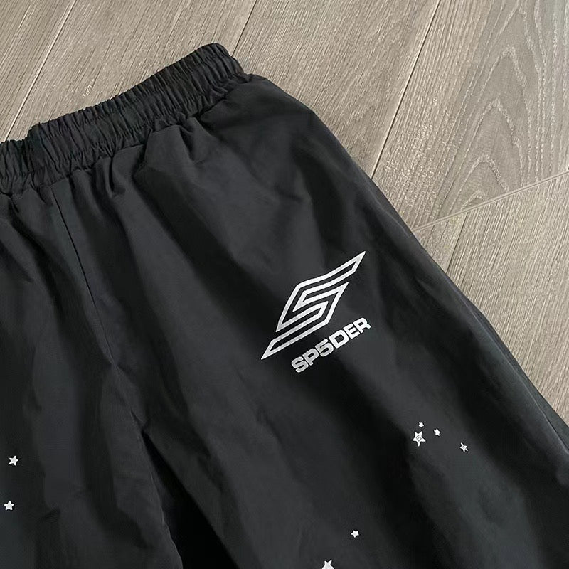 Black Cotton Splatter Print Joggers - Men's