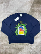Marineblaues Baumwoll-Sweatshirt mit Arch-Grafik – Herren