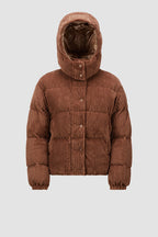 Daos Corduroy Down Jacket – crafted from corduroy Recycled longue saison lining Down-filled Detachable hood Snap – LUX VERSE Luxury Designer Fashion Outlet