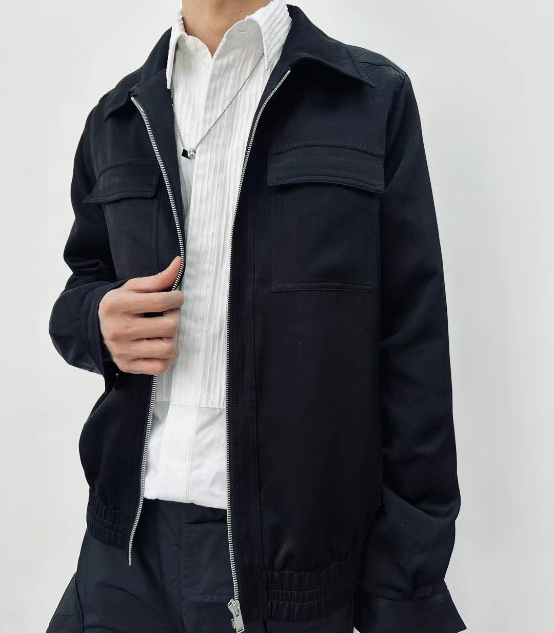 Black Nylon Zip Pocket Blouson - Men's