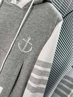 Graue Baumwoll-Fleecejacke mit Reißverschluss und Colourblock-Design – Herren