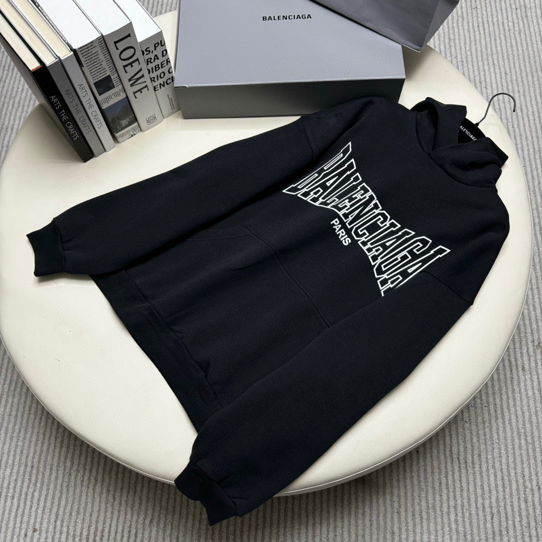 Schwarzer Baumwollpullover mit Logoprint – Herren