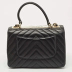 Black Quilted Leather Small Trendy CC Flap Top Handle Bag – LUX VERSE Luxury Designer Fashion Outlet