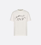 Handwritten Text Relaxed-Fit T-Shirt – the T-shirt showcases the flocked handwritten Christian 1947 signature displaying Mr – LUX VERSE Luxury Designer Fashion Outlet