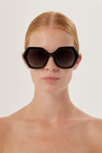 Hexagonal black sunglasses – quality of materials are combined with Made in Italy creativity – LUX VERSE Luxury Designer Fashion Outlet