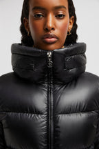 Douro Short Down Jacket – the jacket is finished with a practical pull-out hood hidden in the stand collar – LUX VERSE Luxury Designer Fashion Outlet