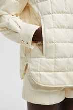 Down-Filled Shirt – the polyester button up features longue saison lining while a collar is a subtle nod – LUX VERSE Luxury Designer Fashion Outlet