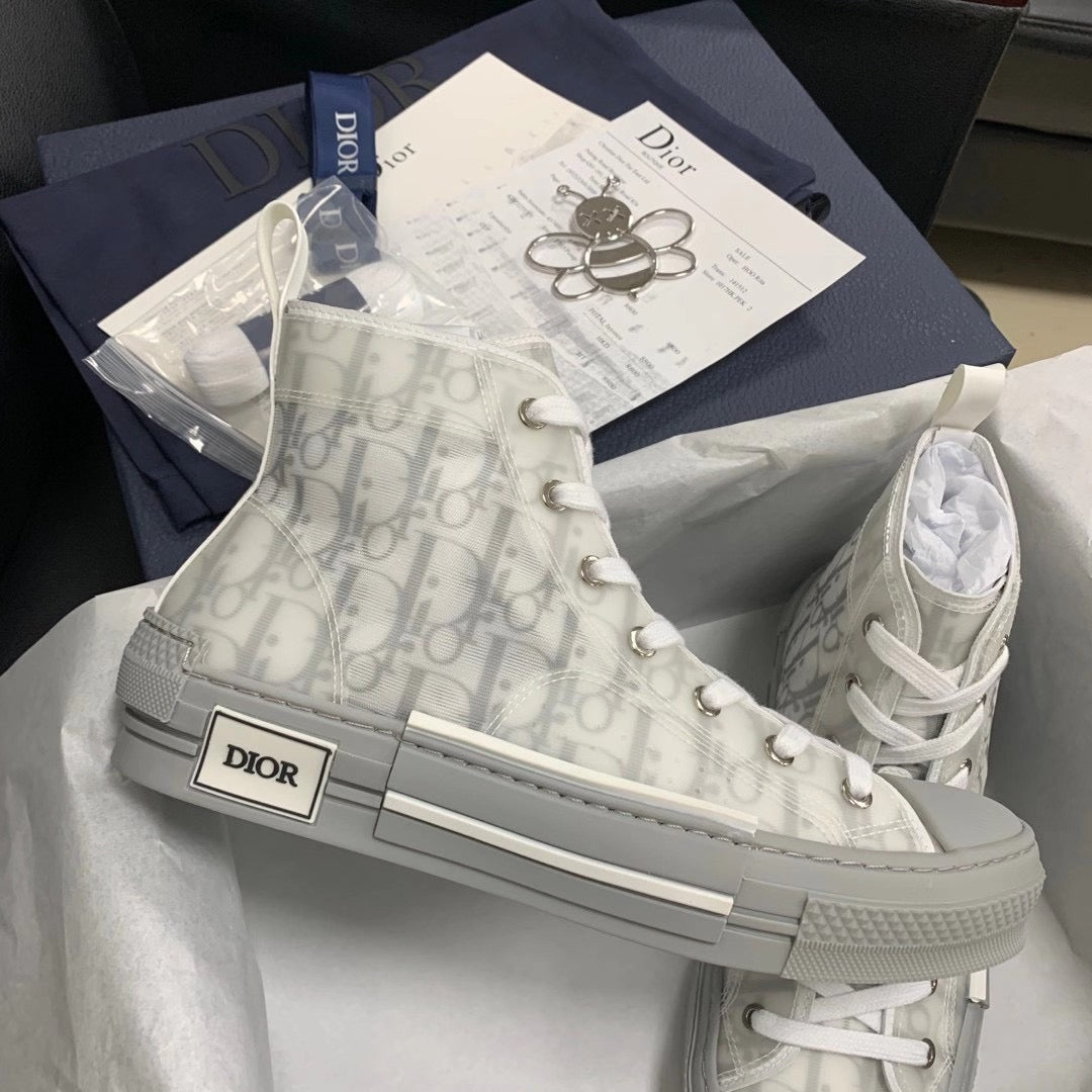 B23 High-Top Grey Oblique Sneakers