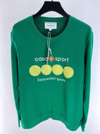 Marineblauer Baumwoll-Crewneck mit Ballgrafik – Herren