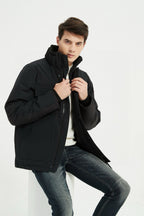 Schwarzer Nylon-Daunenparka – Herren