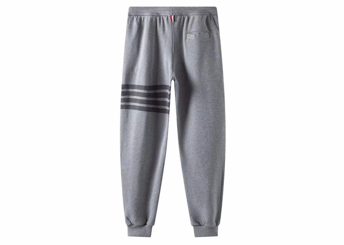 Grey Cotton Bar Stripe Joggers - Men's