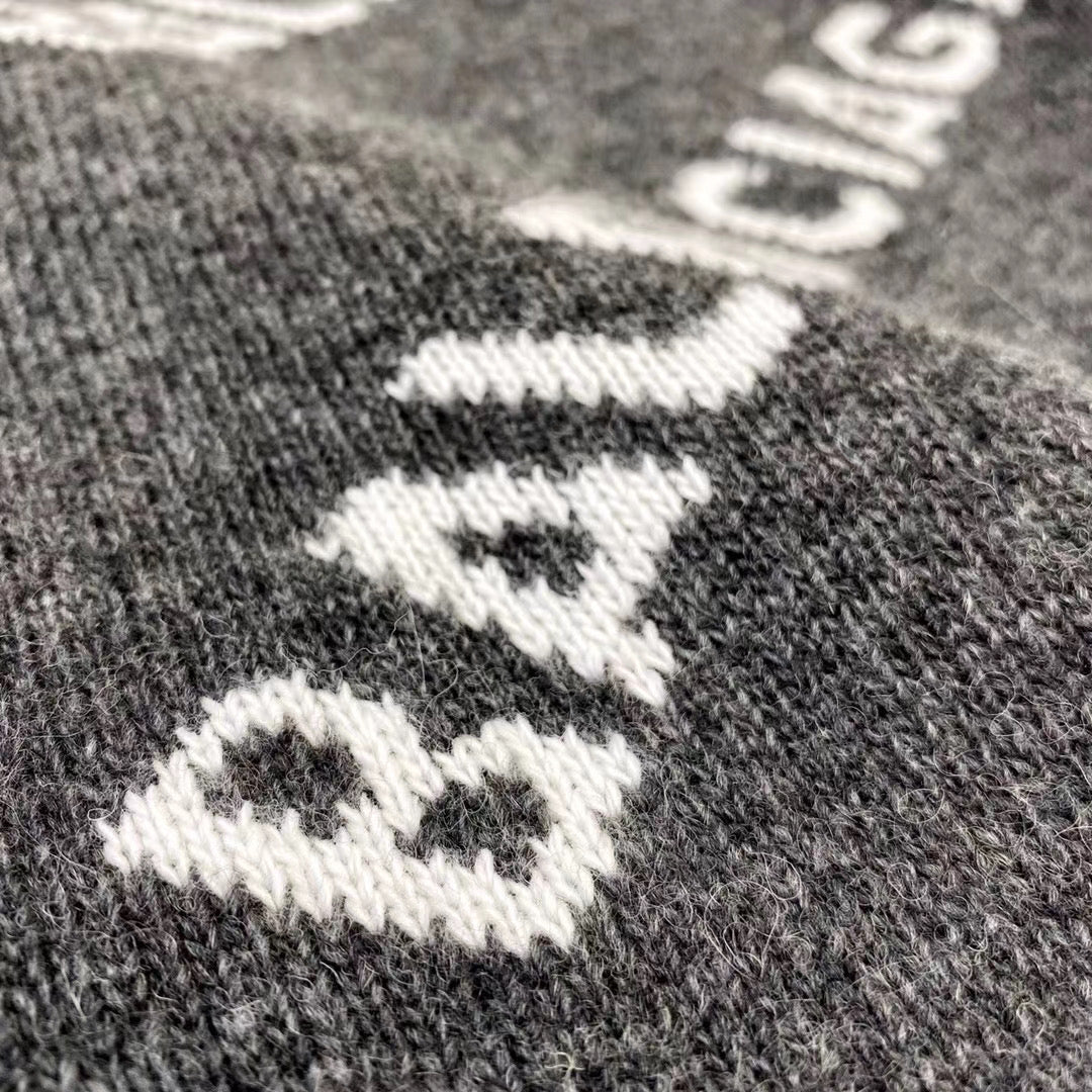 Schwarzes Jacquard-Rundhals-Sweatshirt mit Text-Print – Herren