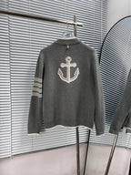 Marineblaue Strickjacke aus Wolle mit vier Streifen – Herren