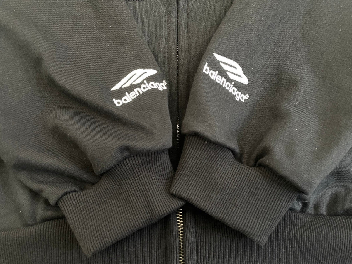 Schwarze Baumwoll-Sweatjacke mit Grafik – Herren