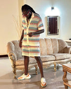 Multicolour Striped Knit Shorts - Men's