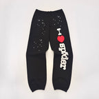 Black Cotton Graphic Joggers - Men's