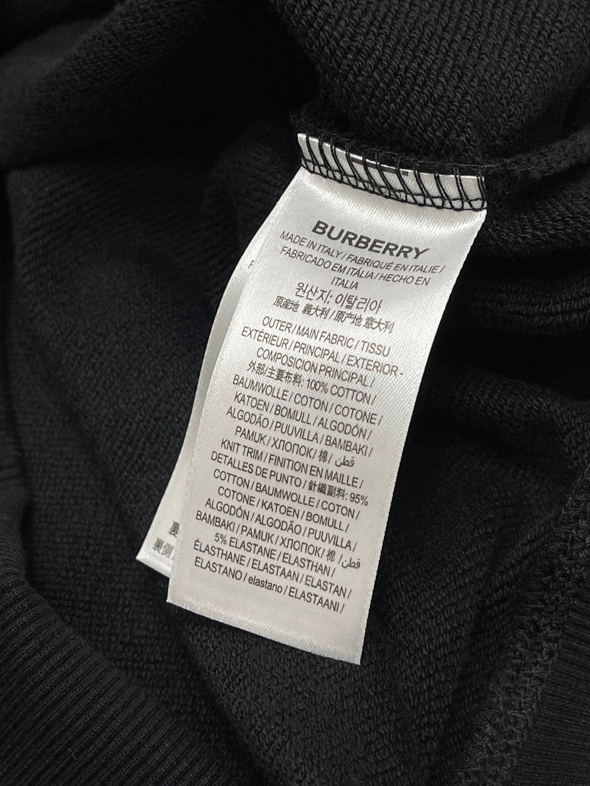 Rundhals-Sweater aus schwarzer Baumwolle mit Karostreifen – Herren